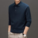 Knitwear Polo Collar Solid Color Long Sleeve Men's