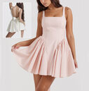 Square Neck Sleeveless Dress With Backless Bow Design