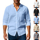 Long Sleeve Stand Collar Shirt With Pockets Casual