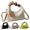 Women Fashion Crossbody Bag PU Leather Pleated Cloud