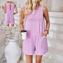 Women Sleeveless Shorts Jumpsuit With Pockets Fashion Beach