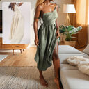 Summer V-neck Suspender Split Dress Fashion Backless High