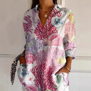 Floral Print Long-sleeved Shirt Women's Casual Button Tops