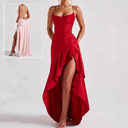 Women's Backless Ruffles Irregular Dress Summer Fashion Evening