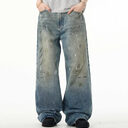 Splash-ink Jeans Men's Retro Washed Distressed Baggy Straight