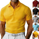 Waffle Short Sleeve Polo Shirt Men's Fashion Summer