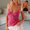 Y2K Dopamine-colored Bandeau Sling Tops Summer V-neck Flower