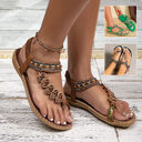 Bohemian Thong Sandals Summer Fashion Flowers Flat Beach