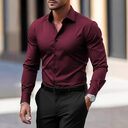 Men's Shirt Business Button Down Summer Solid Color