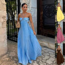 Ins Pleated Sleeveless Sling Dress Hollow High Waist