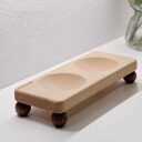 Solid Wood Cat Bowl Ceramic Pet Feeding