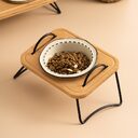 Pet Wooden Rack Multi-functional Ceramic Cat Bowl Anti-tumble