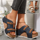 Ins Buckle Wedges Sandals Summer Fish Mouth Thick