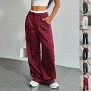 Stripe Printed Trousers Fashion High Waist Straight Leg