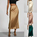 Women's Slim Fit Satin Skirt Fashion Chic Solid