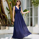 Deep V-neck Bridesmaid Plus Size High Waist Evening