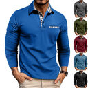 Casual Plaid Splicing Lapel Polo Shirt Fashion Solid