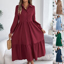 Women's Lapel Casual Loose Long Sleeve Ruffled Shirt