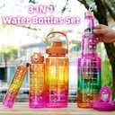 3-in-1 Gradient Color Motivational Water Bottles Set Plastic