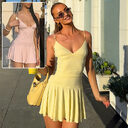 Sexy V-neck Suspender Dress Y2K Fashion Slim Ruffled