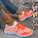 Colorblock Plaid Lace-Up Flyknit Sneakers Ins Mesh Casual