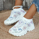 Butterfly Print Mesh Sneakers Women's Flat Heel Casual