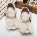 Princess Shoes Girls' Pearl Bow Leather Wedding