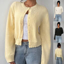 Chic Long Sleeved Knitted Cardigan Fashion Slim Solid