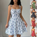 Floral Print Dress Summer Sweet A- Line Waist
