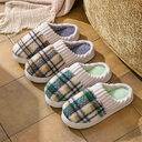 Plaid Plush Slippers Warm Soft Non-slip Bedroom Home