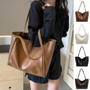 Soft Leather Shoulder Bag Large Capacity Commuter Totes