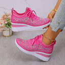 Ins Rhinestone Sneakers Fashion Lace Up Wedges Casual