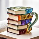 Painted Book Coffee Cup Unique Stacking