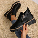 Autumn And Winter Round Toe High Heel Boots