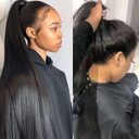 Mid-length Straight Hair Hand-woven Front Lace Synthetic Wigs
