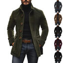 Men's Jacket Winter Stand Collar Button-up Coat Casual