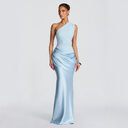 Slim Off-shoulder Bodycon Maxi Dress Solid Color Sleeveless