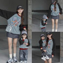 Color-block Raglan Hoodie For Parents And Kids Versatile