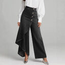 Unique Straight-leg Pants Fashion Large Ruffled Buttons Trousers
