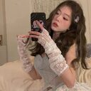 Womens Plus-Size Loose Sun-Protective Mesh Arm Sleeves