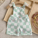 Childrens New Summer Checkered Suspender Pants For Babies