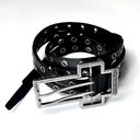 Distressed Cross-pattern Full-grain Leather Double-layer Belt