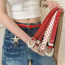 Womens American-style Red Crocodile-pattern Polka-dot Belt