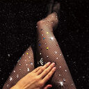Hot-stone-embellished Pantyhose Glittering Rhinestone Fishnet Stockings
