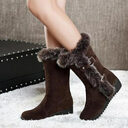 Brown New Winter Women Casual Warm Fur Mid-Calf