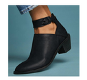 Women Cut Out Booties Buckle Strap Back Zipper