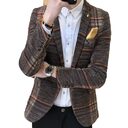 Men Blazer Slim Fit Designs Male Plaid