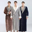 Men's Winter Plus Size Long Bathrobe Coral Fleece