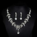 Korean wedding bride female diamond necklace earrings set