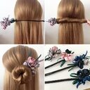 Bun Hair Half Pearl Flower Plate Elastic Korean